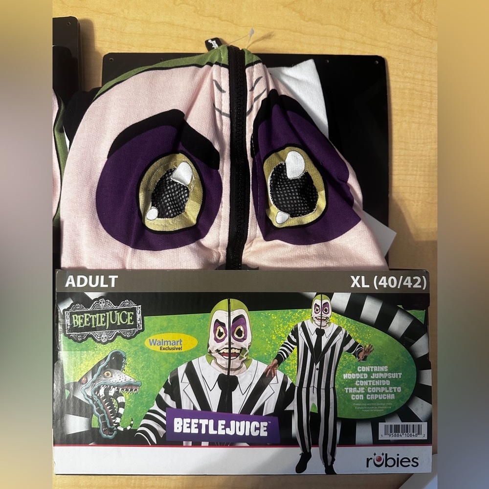 NEW Rubie's zipster mask-up Beetlejuice jumpsuit costume men’s XL costume - Picture 6 of 8